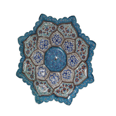 Assiette Décorative en Cuivre Peinte à la Main avec de l’Émail Minakari Persan Atrin
