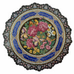 Assiette Décorative en Cuivre Peinte à la Main avec de l’Émail Minakari Persan Floral
