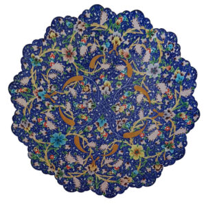 Assiette Décorative en Cuivre Peinte à la Main avec de l’Émail Minakari Persan Floral d’Alvand