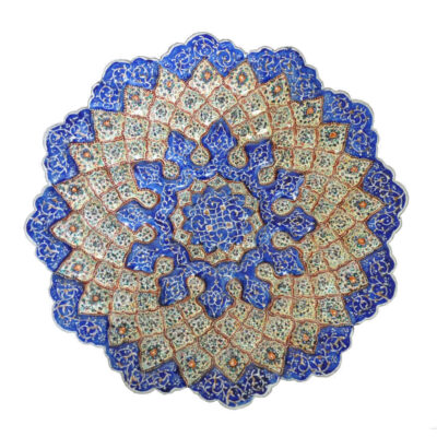 Assiette Décorative en Cuivre Peinte à la Main avec de l’Émail Minakari Persan Arya