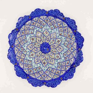Assiette Décorative en Cuivre Peinte à la Main avec de l’Émail Minakari Persan Azarakhsh