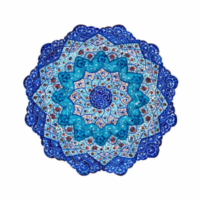 Assiette Décorative en Cuivre Peinte à la Main avec Émail Persan Minakari Bavar