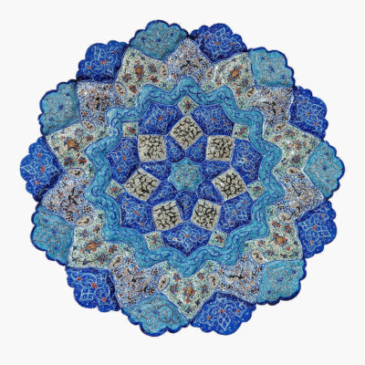 Assiette Décorative en Cuivre Peinte à la Main avec de l’Émail Minakari Persan Esfand