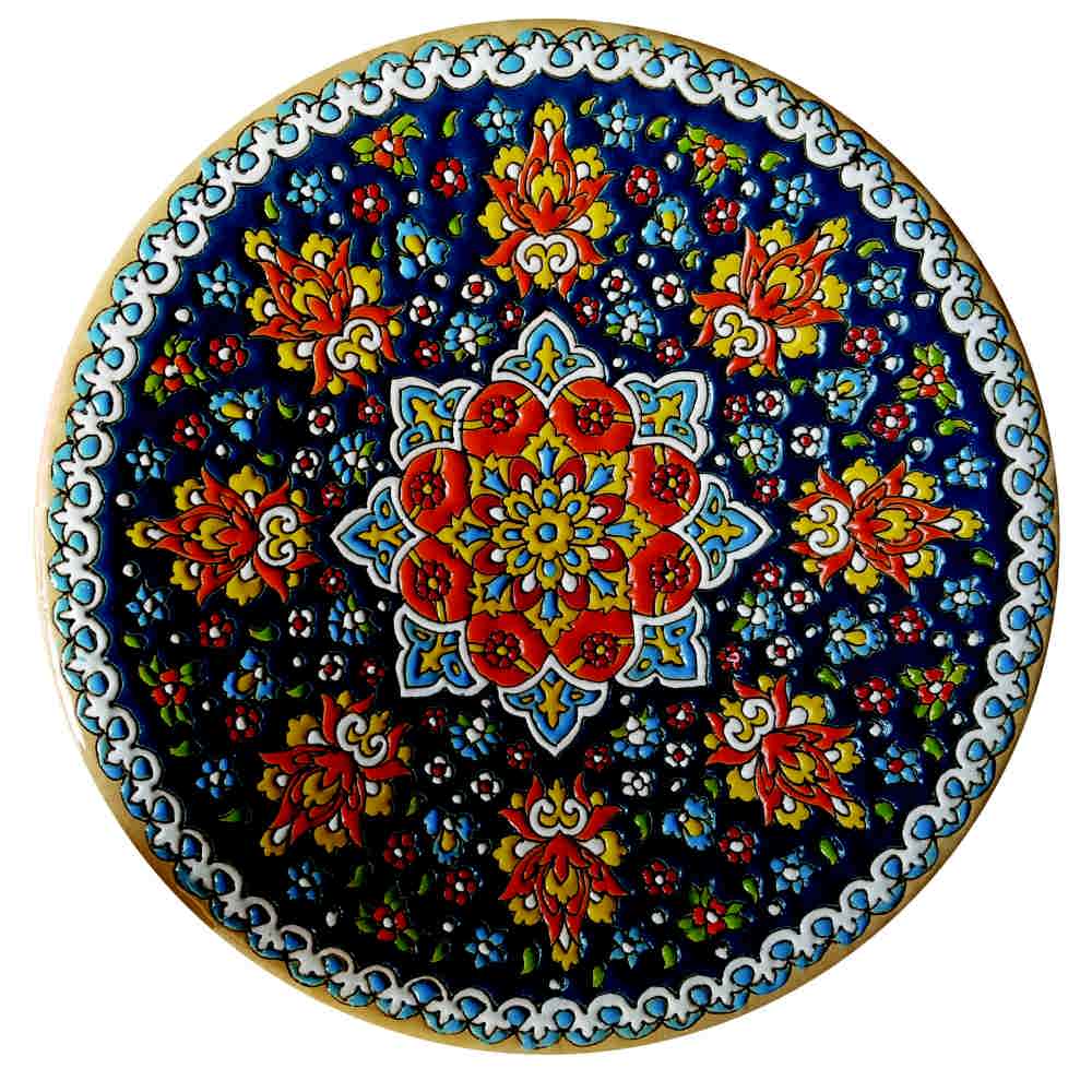 Assiette Décorative en Céramique Peinte à la Main avec Émail Persan Minakari Omid