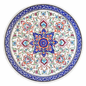 Assiette Décorative en Cuivre Peinte à la Main avec de l’Émail Minakari Persan Sahar