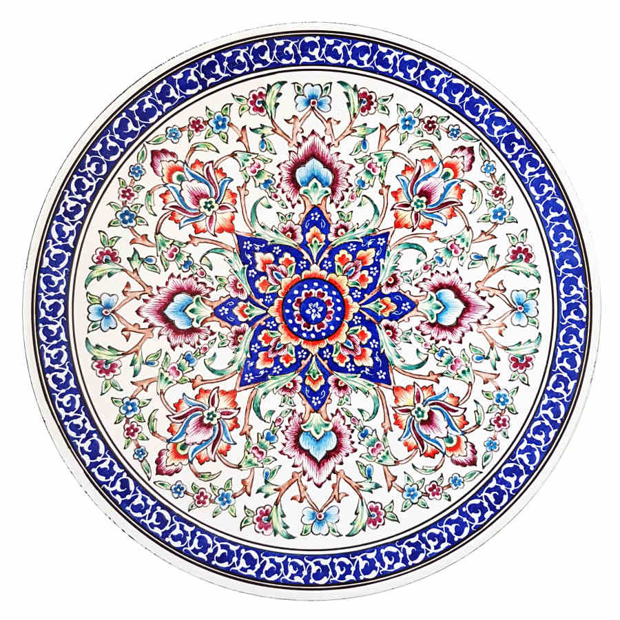 Assiette Décorative en Cuivre Peinte à la Main avec de l'Émail Minakari Persan Sahar