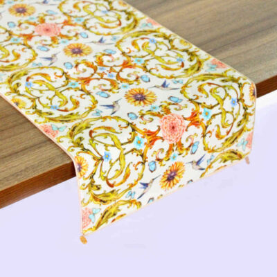 Chemin de table en velours “Persian Elegance” Jaune Zarin
