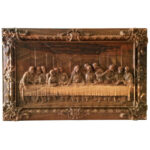 Art en bois sculpté encadré La Cène artistique