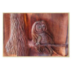 Art en bois sculpté encadré Thème animal Chouette