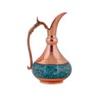 Pichet Décoratif en Cuivre Persan Artisanal Incrusté de Turquoise Hasti