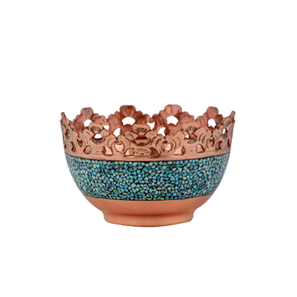 Bol Décoratif Persan Artisanal Incrusté de Turquoise Asil