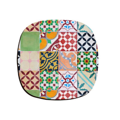 Ensemble de Dessous de Verre avec Motif Artistique d’Inspiration Persane Carreaux Colorés