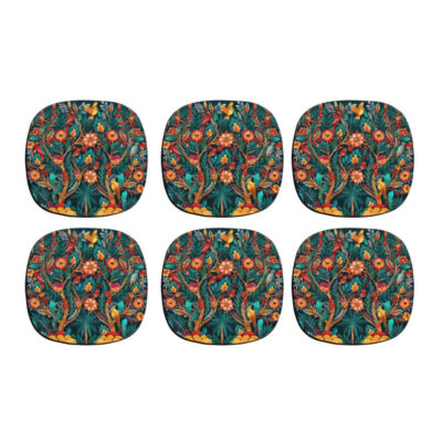Ensemble de sous-verres artistiques avec le design Jungle