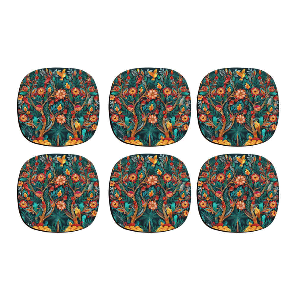 Ensemble de sous-verres artistiques avec le design Jungle