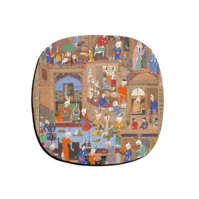 Ensemble de Dessous de Verre avec Motif Artistique d’Inspiration Persane Qajari