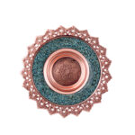 Assiette en Cuivre Iranienne Incrustée de Turquoise Modèle Ziba