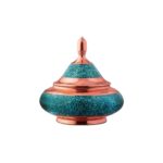 Sucrier persan artisanal en cuivre incrusté de turquoise Aram