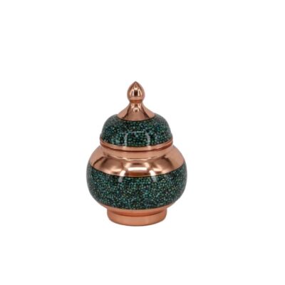 Sucrier persan artisanal en cuivre incrusté de turquoise Bita