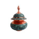 Sucrier persan artisanal en cuivre incrusté de turquoise Nafas