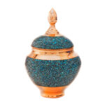 Sucrier persan artisanal en cuivre incrusté de turquoise Zarin