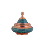 Sucrier persan artisanal en cuivre incrusté de turquoise Zina