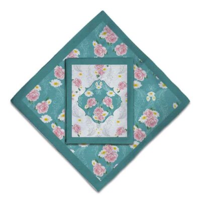 Tapis de prière de voyage pour musulman taille poche et portable Sajada Fleurs Bleues