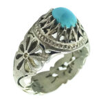 Bague en Argent Persan Faite Main avec Turquoise de Neyshabur Iman