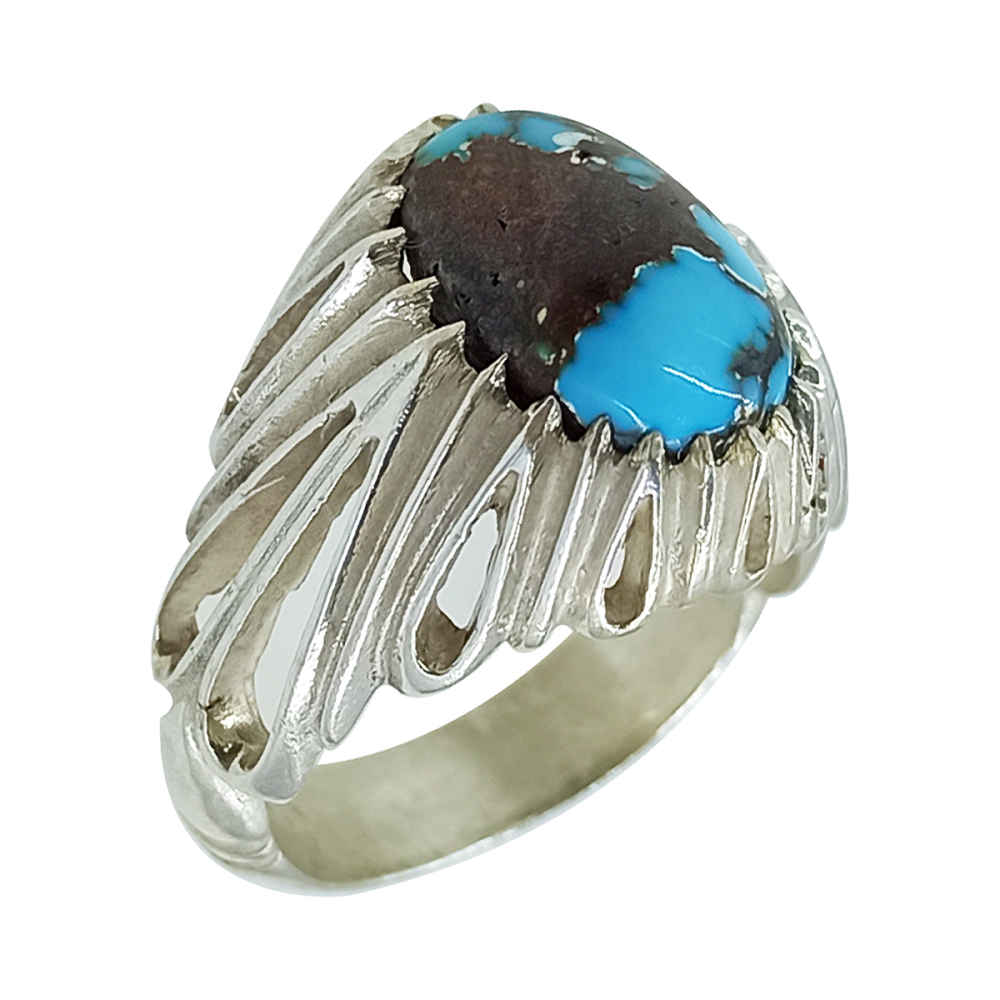 Bague en Argent Persan Faite Main avec Turquoise de Neyshabur Komeil
