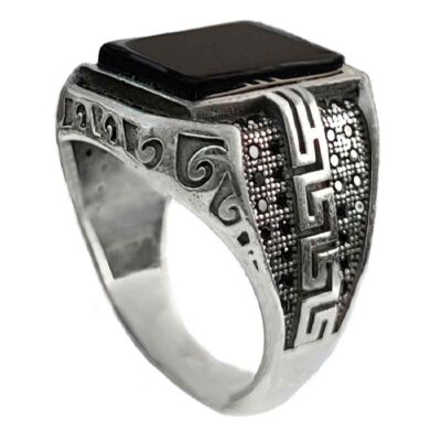 Bague en argent Agate pour homme Élégance Mostafa