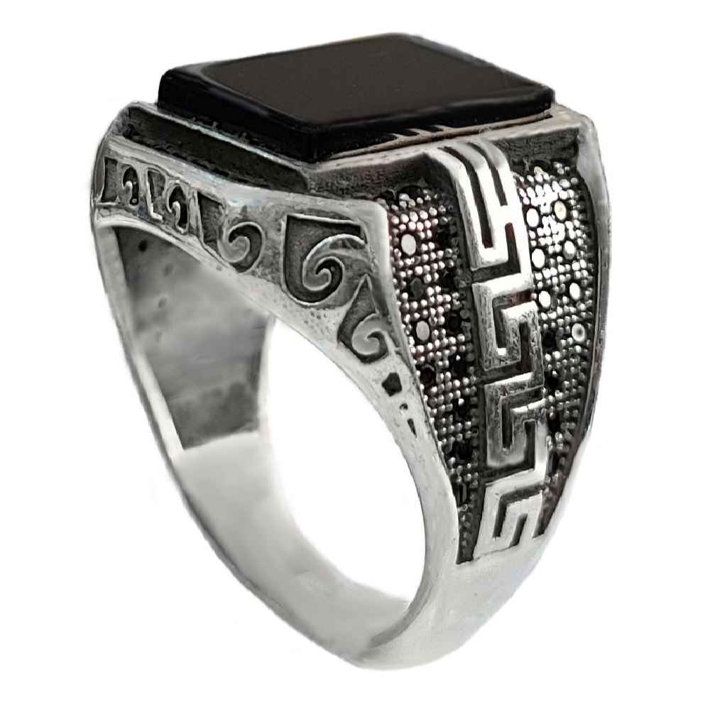 Bague en argent Agate pour homme Élégance Mostafa