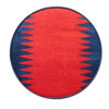 Pouf persan rouge traditionnel avec pieds en bois et tissu en velours bleu marine Farsh