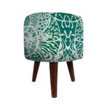 Pouf en velours luxueux avec pieds en bois rond Sabz