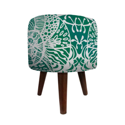 Pouf en velours luxueux avec pieds en bois rond Sabz