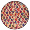 Pouf persan rouge traditionnel avec pieds en bois et tissu en velours