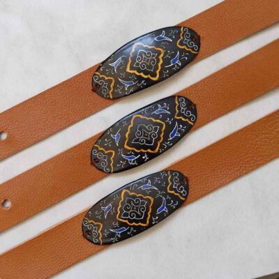 Bracelet artistique en cuir et cuivre Minakari – Maral Artistique