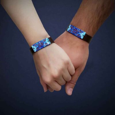 Bracelet artistique en cuir et cuivre Minakari – Raika Artistique