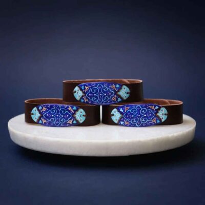 Bracelet artistique en cuir et cuivre Minakari – Yavar Artistique