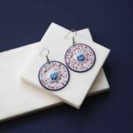 Boucles d’oreilles persanes faites à la main avec fleur artistique Minakari