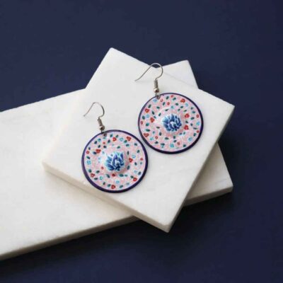 Boucles d’oreilles persanes faites à la main avec fleur artistique Minakari