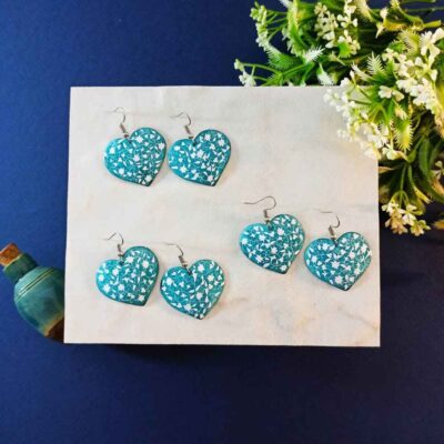 Boucles d’oreilles persanes faites à la main avec cœur artistique Minakari