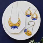 Ensemble de Bijoux Minakari Perse Modèle Lune Jaune