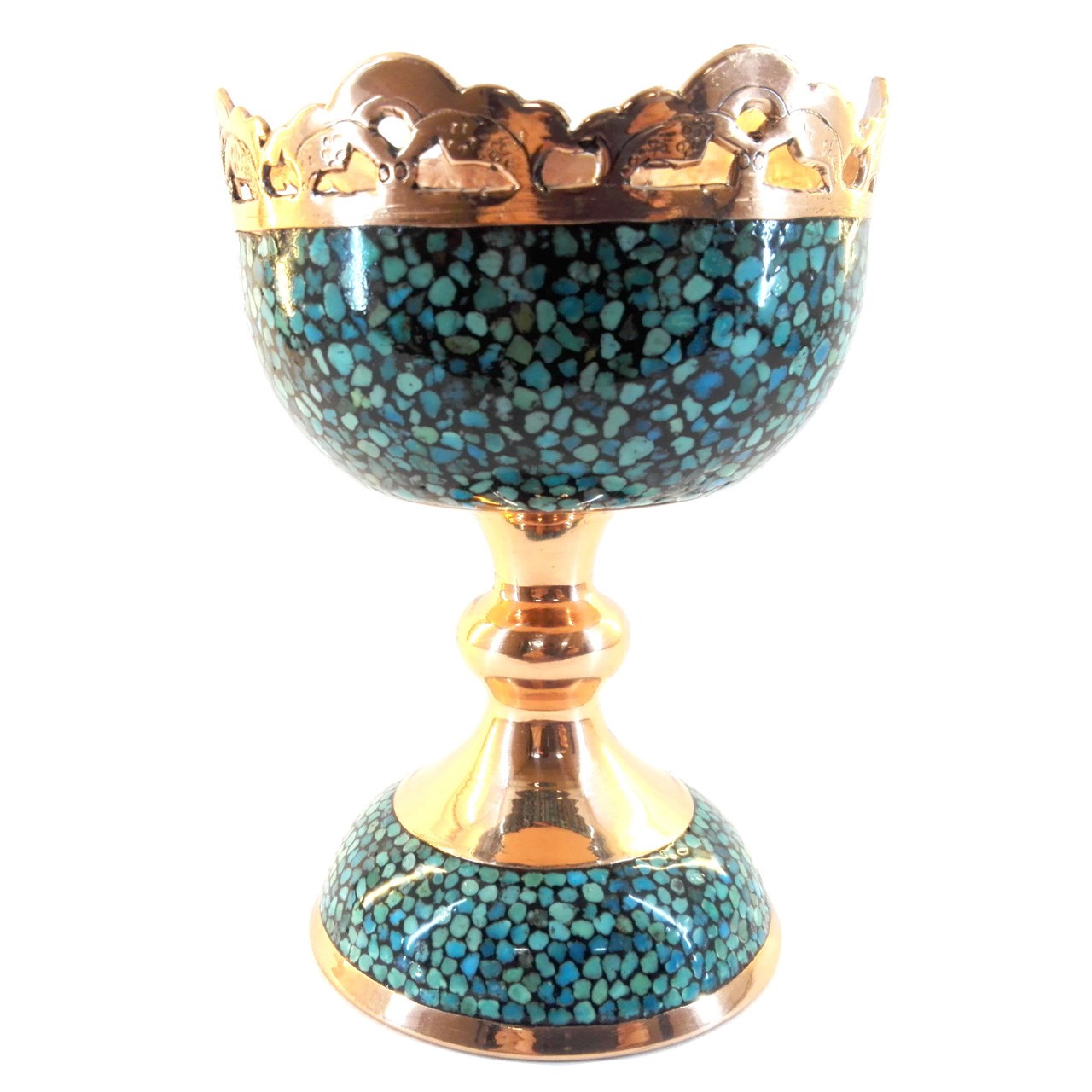 Bol Décoratif Persan Artisanal Incrusté de Turquoise Hananeh