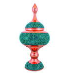 Sucrier persan artisanal en cuivre incrusté de turquoise Mahtab