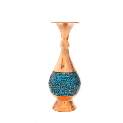 Vase décoratif persan incrusté de turquoise fait main Rose