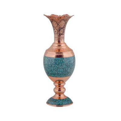 Vase décoratif persan incrusté de turquoise fait main Sonbol