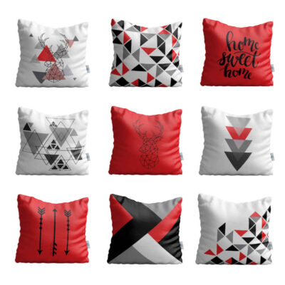Set de coussins en velours – Design Cerf (Set de 9)