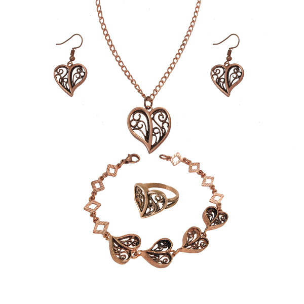 Ensemble de Bijoux en Cuivre Modèle Cœur