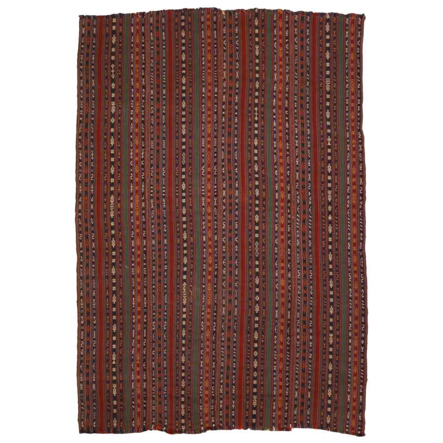 Tapis Jajim persan authentique tissé à plat rayé Ava