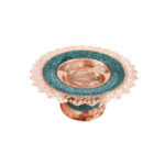 Plat sur Piédestal en Cuivre Incrusté de Turquoise Modèle Alma