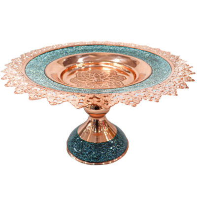 Bonbonnière sur Piédestal en Cuivre Incrustée de Turquoise Modèle Asal